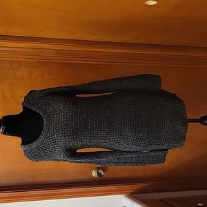 No Comment Black and green knit dress with open shoulders/arms